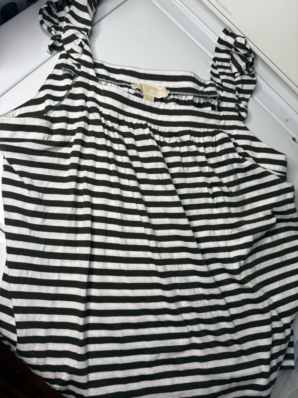 Striped Green and White Off-Shoulder Top